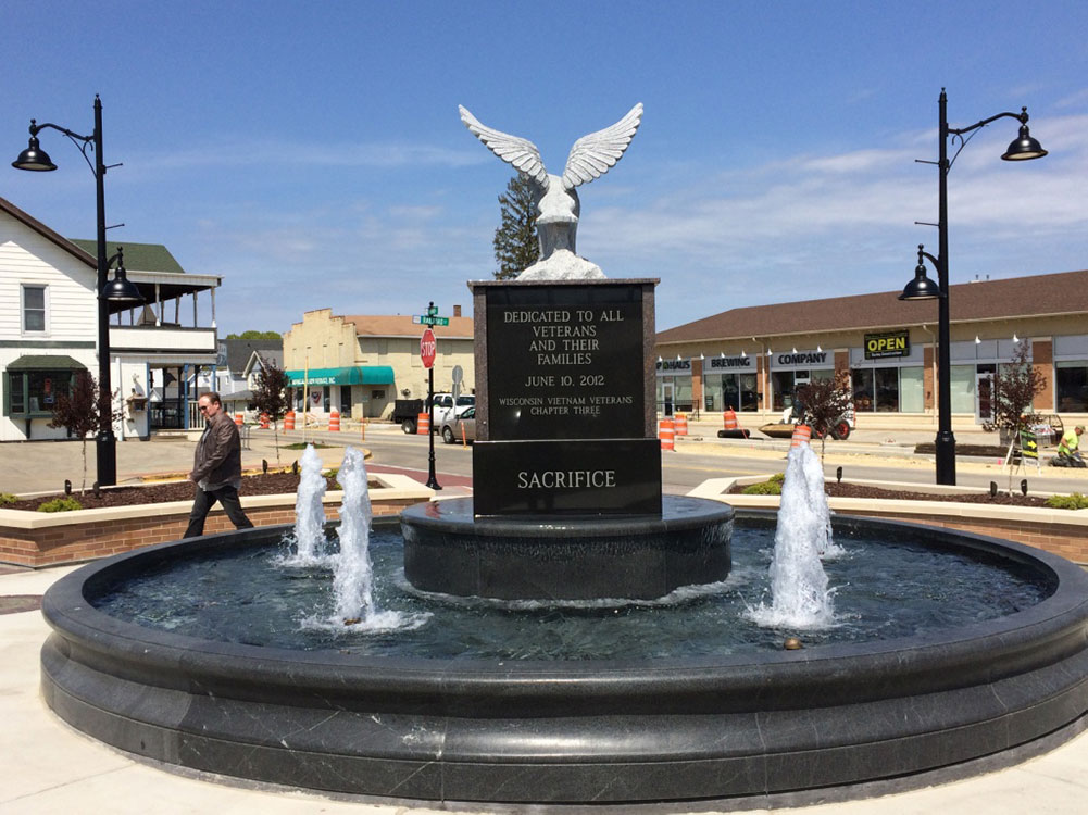 Fountain in downtown Verona, Wisconsin