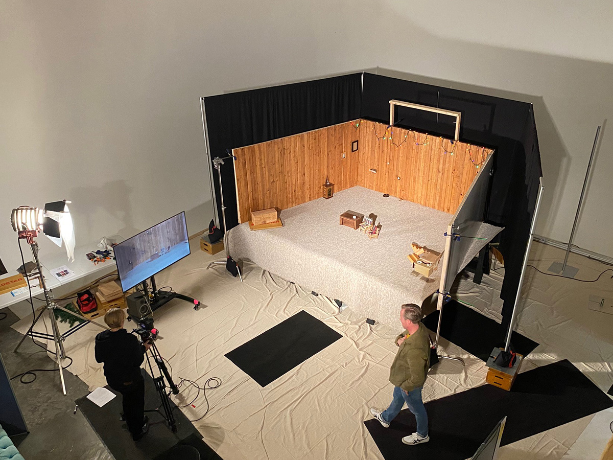 One of the biggest challenges was building a raised set for a tall human (our 6-foot-4 copywriter, Johnny Beehner, the voice of Wally) to work from under.