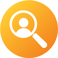 icon of a magnifying glass; search engine optimization