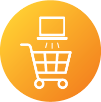 icon of a shopping cart; media purchasing
